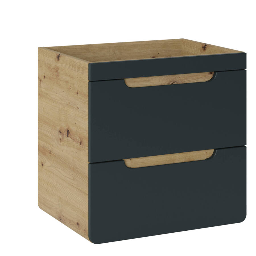 Szafka łazienkowa pod umywalkę 60 cm 2 szuflady dąb craft szary kosmos