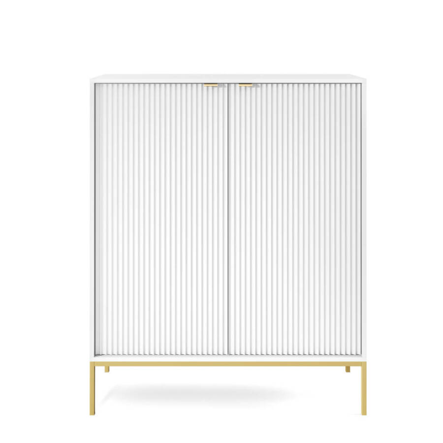 Szafa Biała/Złoty Stelaż 104x39x125 Nowoczesna Szafa do Salonu i Sypialni