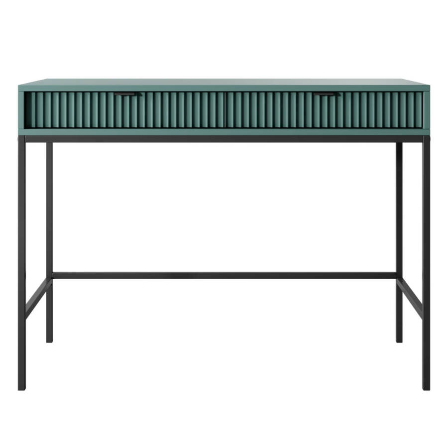 Nowoczesna toaletka butelkowa zieleń z czarnym stelażem 104x50x77 cm