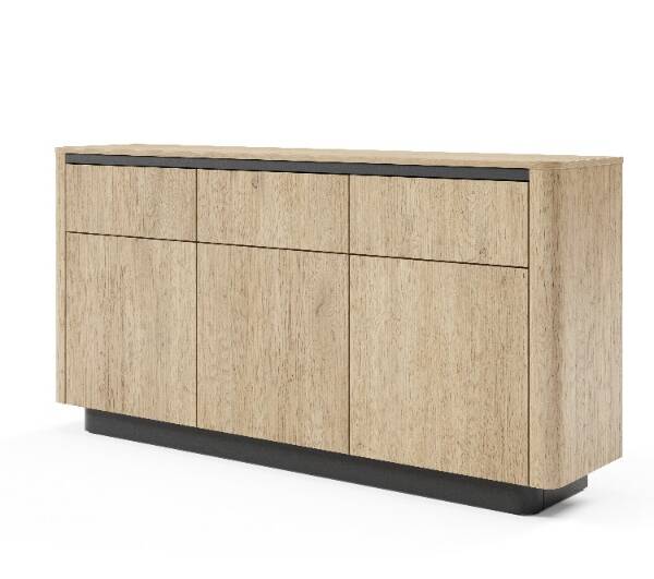Komoda 163 cm dąb naturalny nowoczesna 3 szuflady 3 drzwi