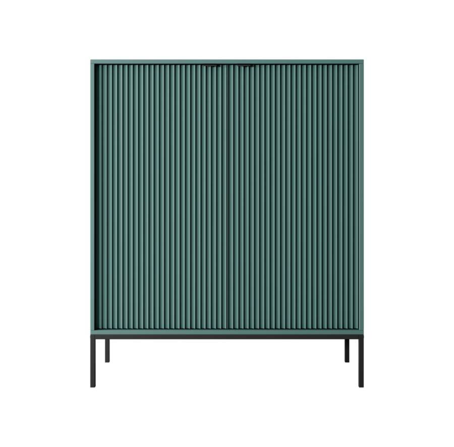 Szafa Butelkowa Zieleń z Czarnym Stelażem - 104x39x125 cm, Nowoczesny Design 1