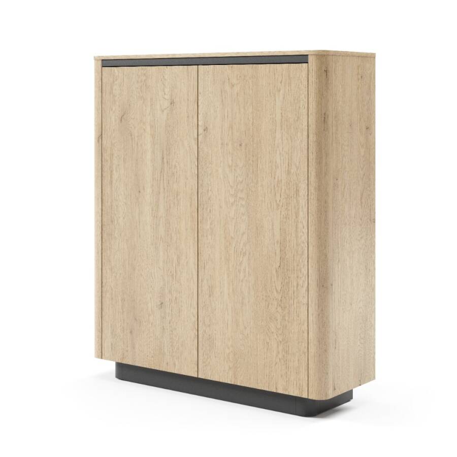 Komoda wysoka 113 cm dąb naturalny nowoczesna szafka 2-drzwiowa