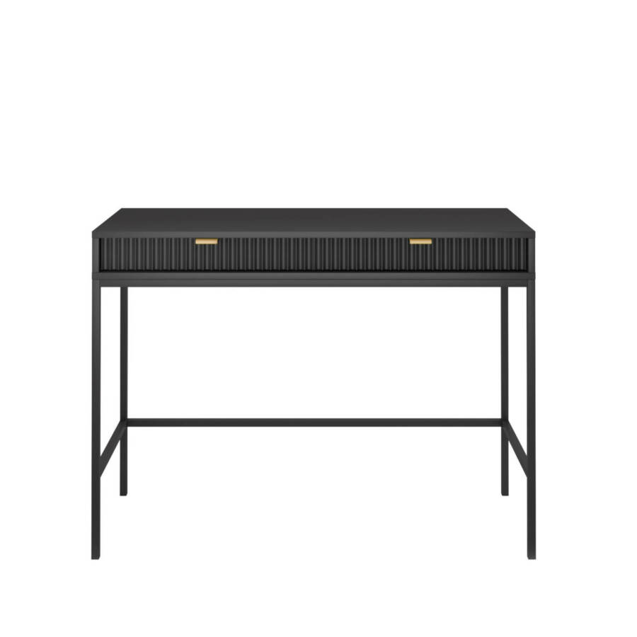 Nowoczesna czarna toaletka z czarnym stelażem 104x50x77 cm do sypialni