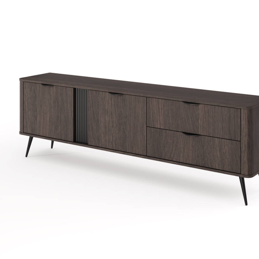 Nowoczesny stolik RTV 195 cm 2 drzwi 2 szuflady ciemny dąb salon