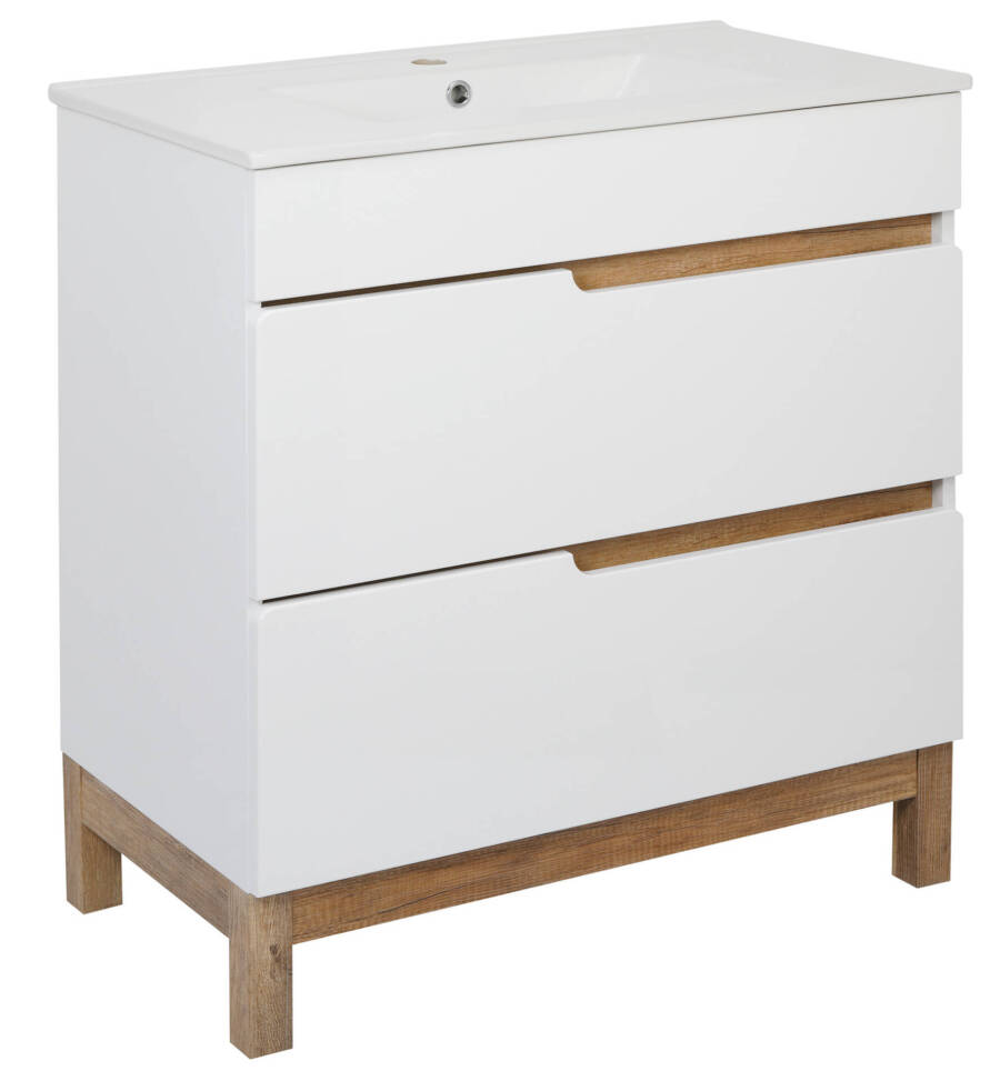 Szafka łazienkowa 80 cm biała połysk z dwiema szufladami i cichym domykaniem 1