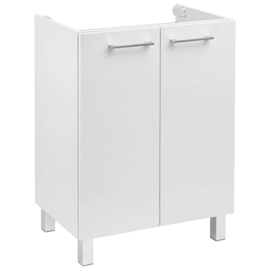 Zestaw łazienkowy 60 cm biały połysk z umywalką i szafką na nogach