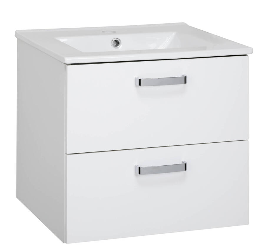Zestaw łazienkowy 50 cm biały połysk z umywalką Asus i szafką z szufladami 1