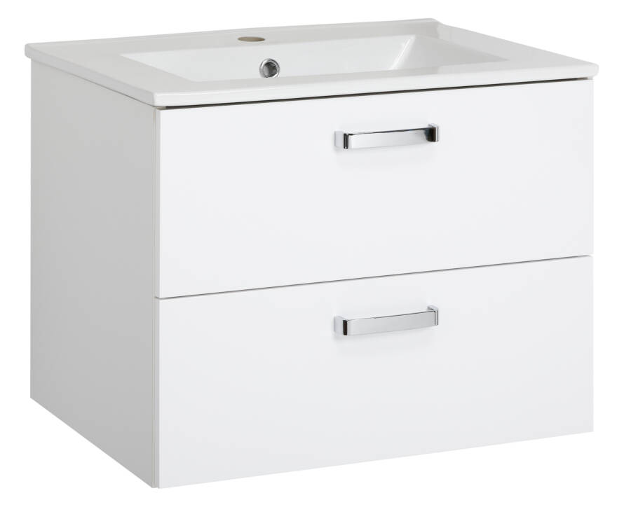Zestaw łazienkowy 60 cm biały połysk z umywalką Asus i szafką z szufladami 1